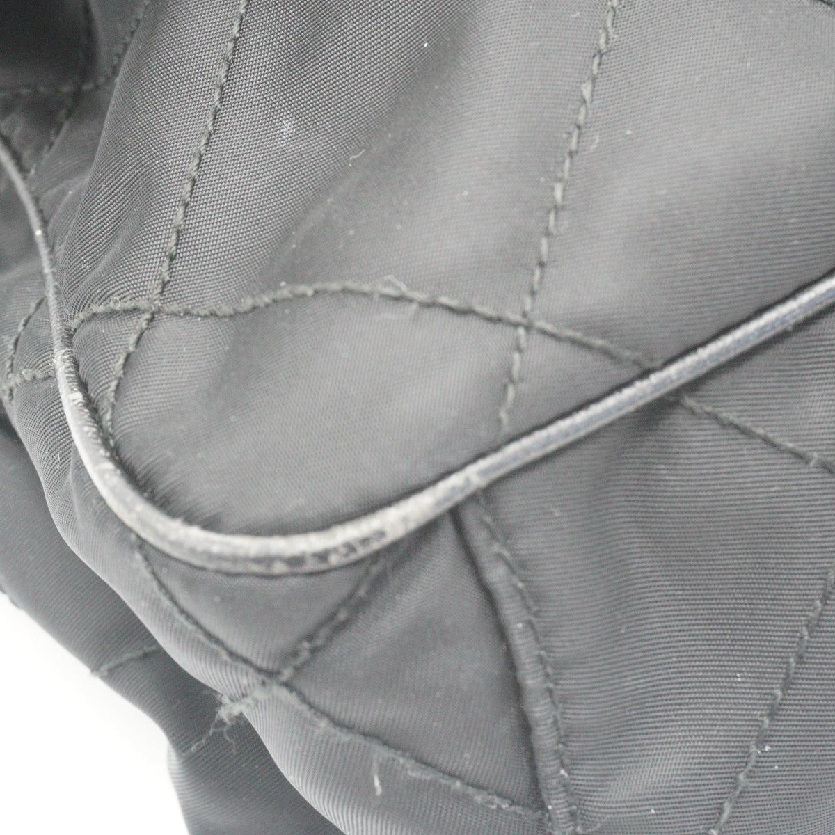 Prada Quilted Tessuto Nylon Messenger Bag Black Medium SHW