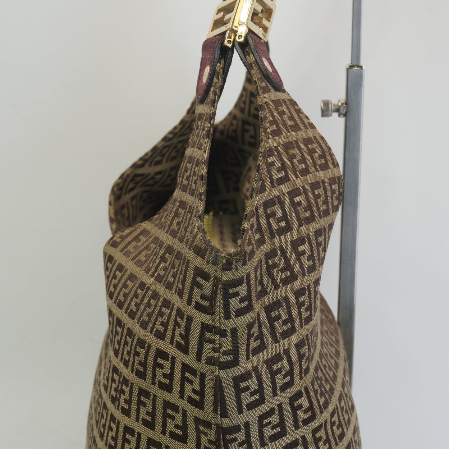 Fendi Zucchino monogram canvas hobo bag GHW Large