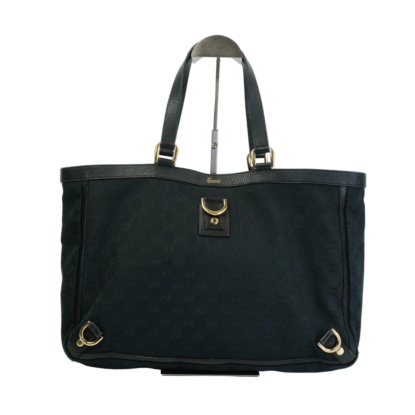 Gucci Double G Canvas Abbey Tote Large Black GHW