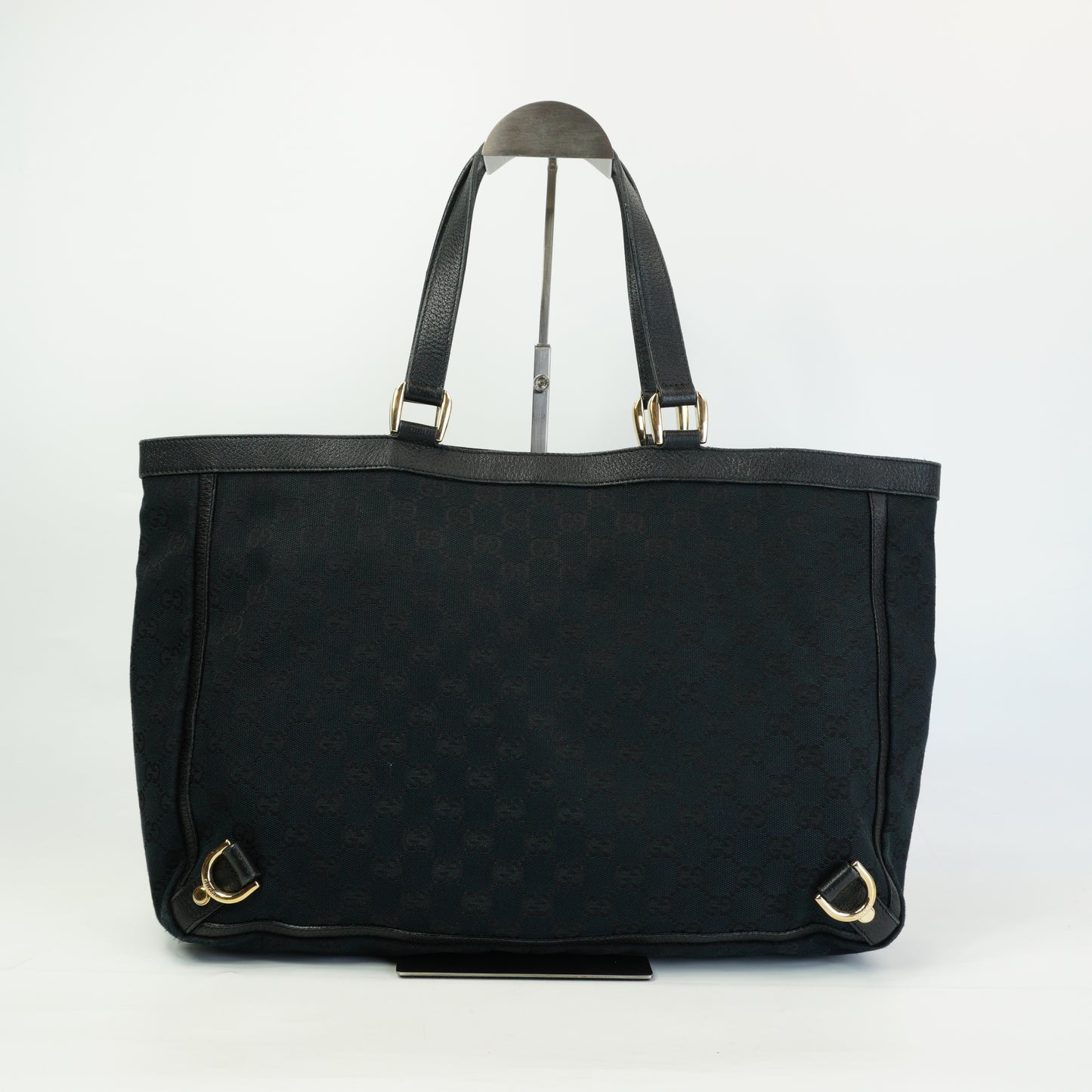 Gucci Double G Canvas Abbey Tote Large Black GHW