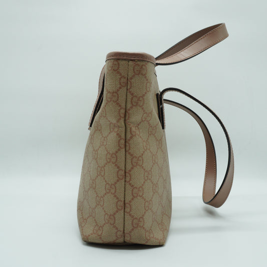 Gucci	GG Monogram Coated Canvas Small Beige/Pink Tote GHW
