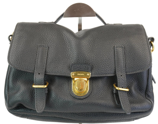 Prada Vitello Daino Push Lock Black