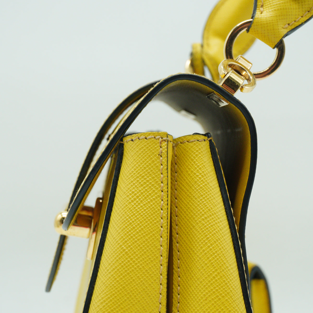 Prada	Sidonie Top Handle Small Saffiano Yellow GHW