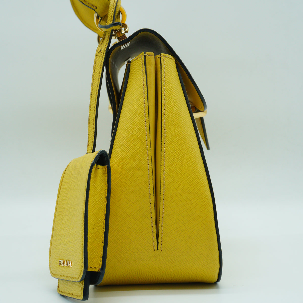 Prada	Sidonie Top Handle Small Saffiano Yellow GHW
