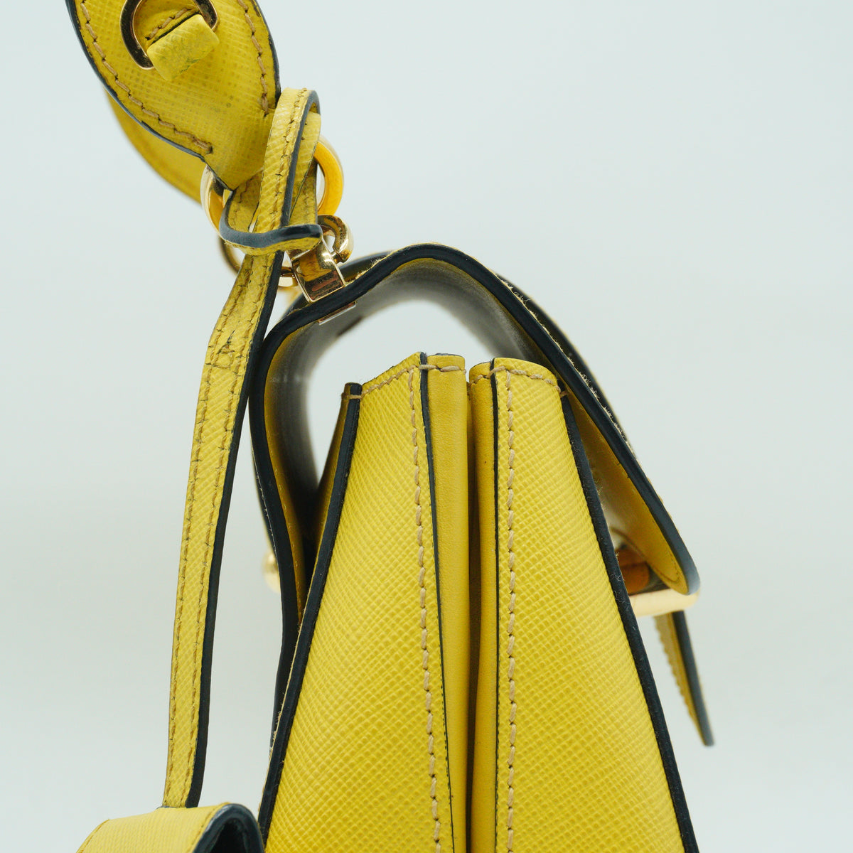 Prada	Sidonie Top Handle Small Saffiano Yellow GHW