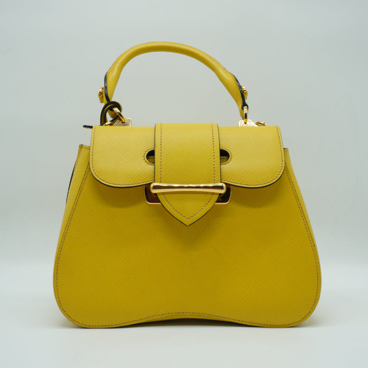 Prada	Sidonie Top Handle Small Saffiano Yellow GHW