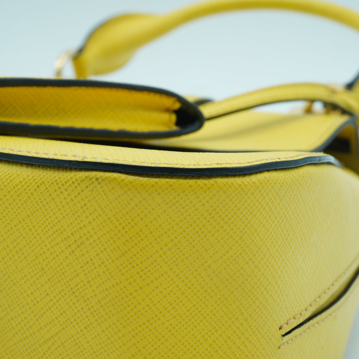Prada	Sidonie Top Handle Small Saffiano Yellow GHW