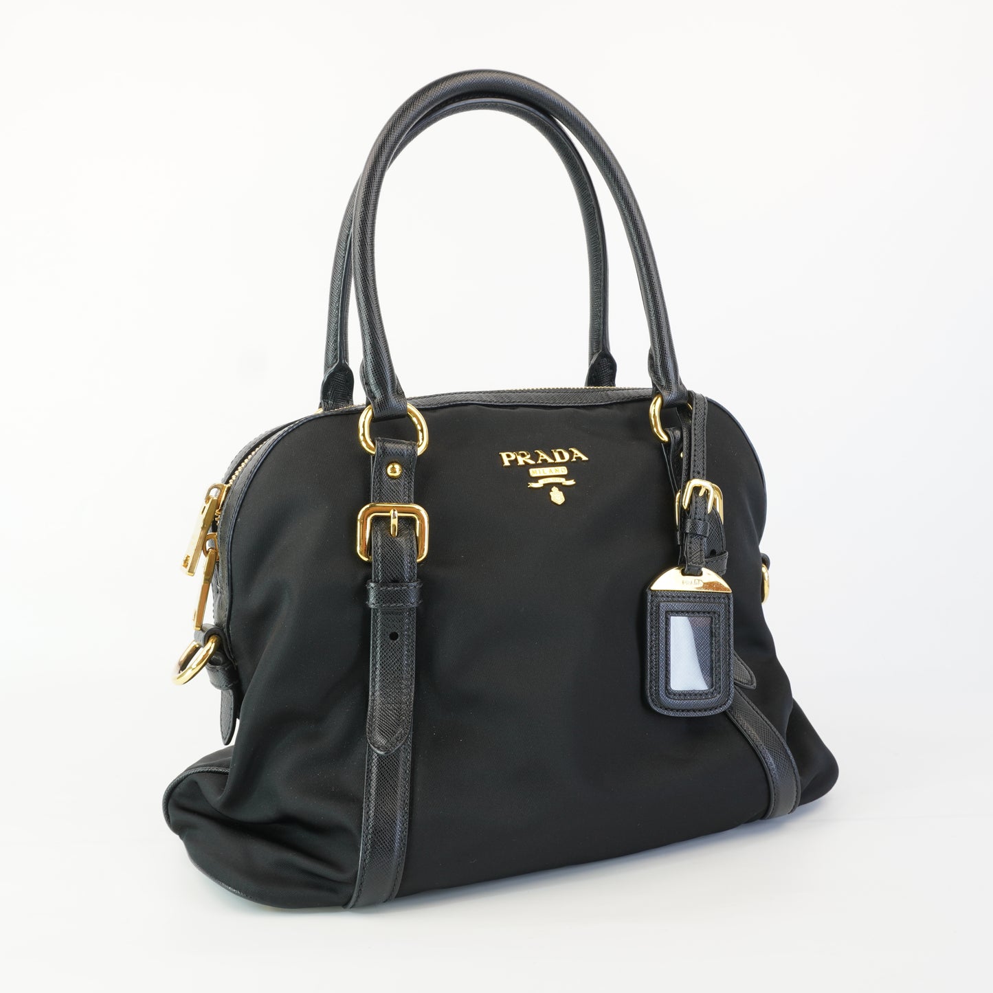 Prada 1BB013 Black Tessuto Nylon Saffiano Bag