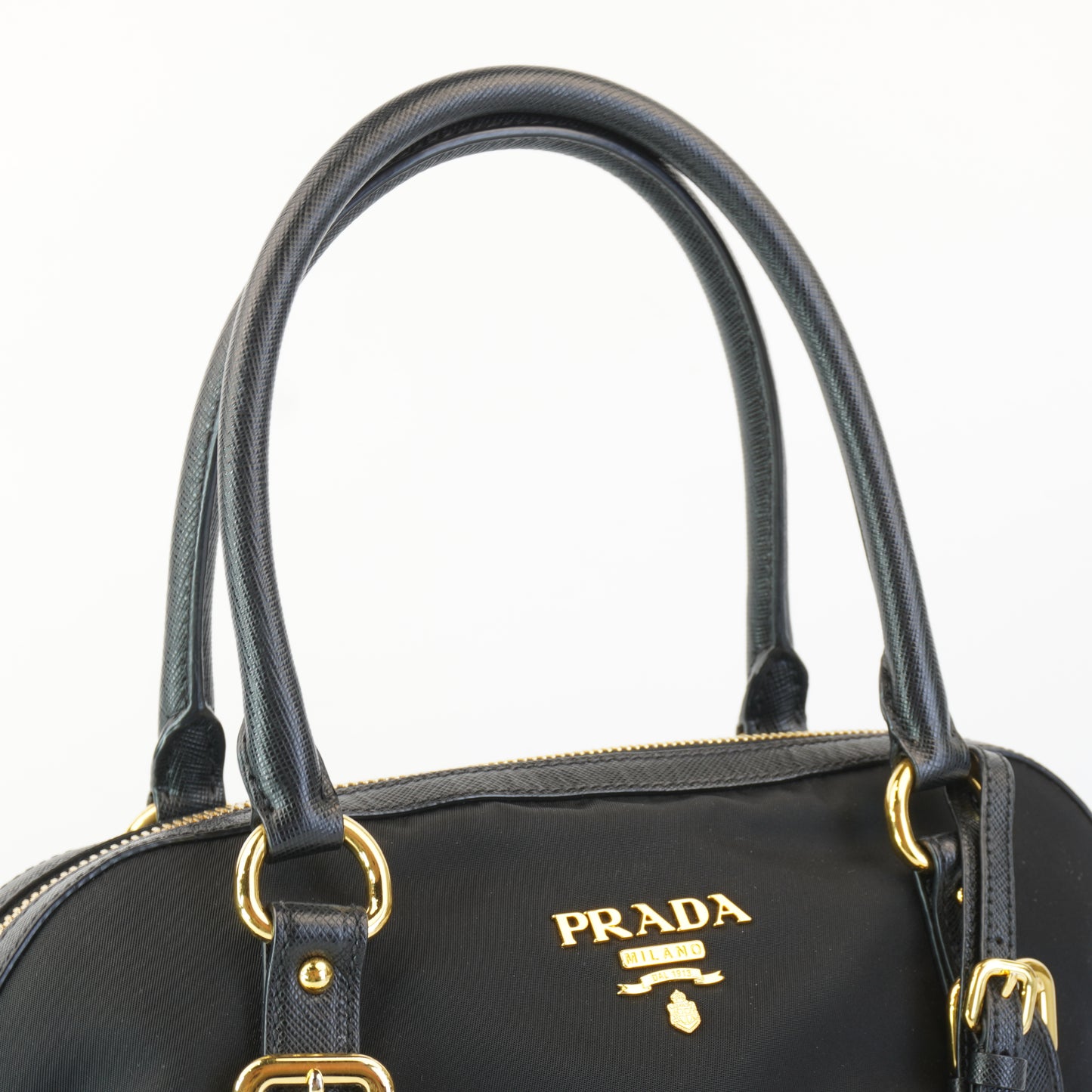 Prada 1BB013 Black Tessuto Nylon Saffiano Bag