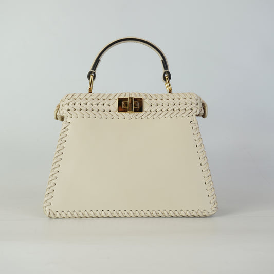 Fendi Peekaboo ISeeU Braided Small Offwhite GHW