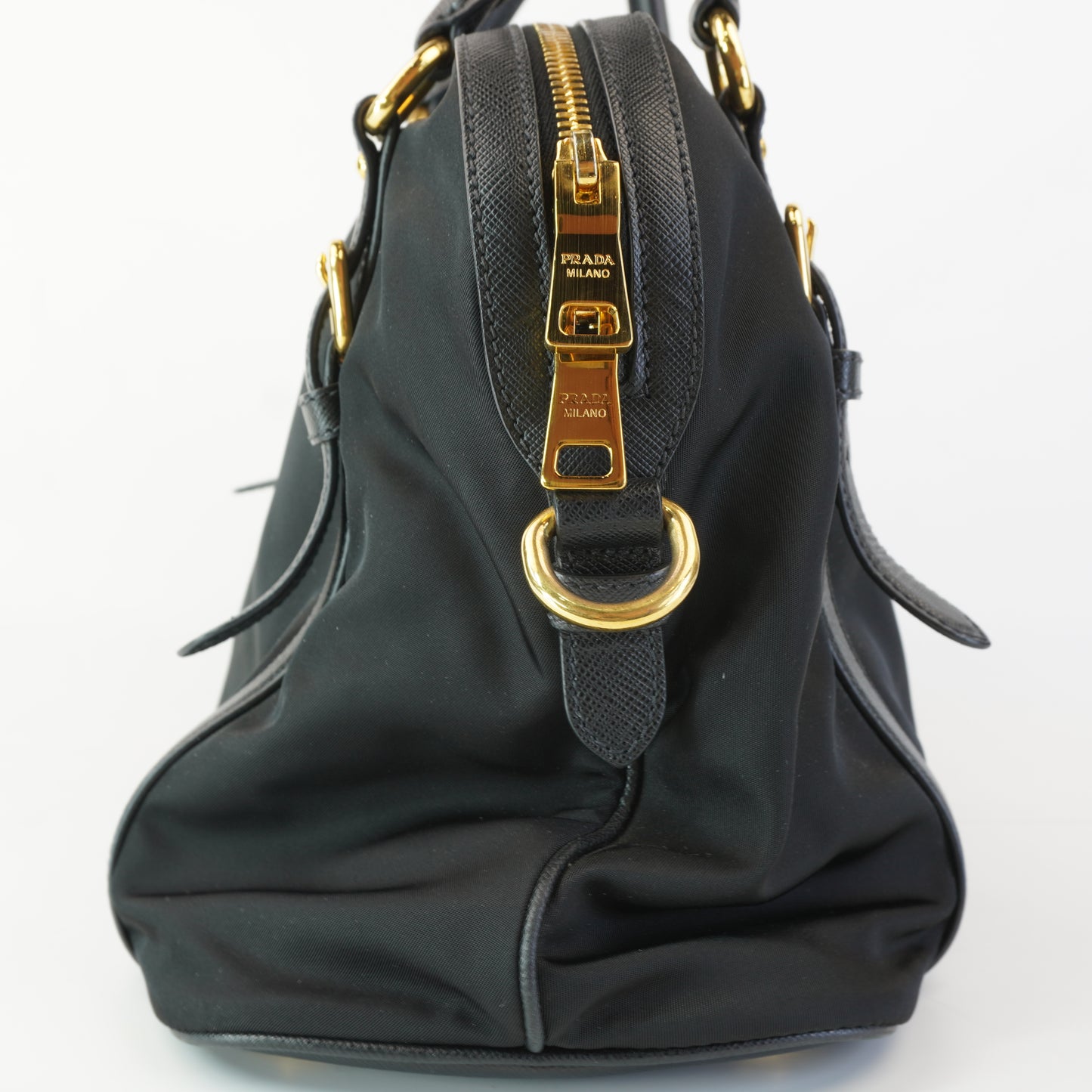Prada 1BB013 Black Tessuto Nylon Saffiano Bag
