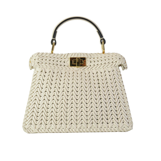 Fendi Peekaboo ISeeU Braided Small Offwhite GHW