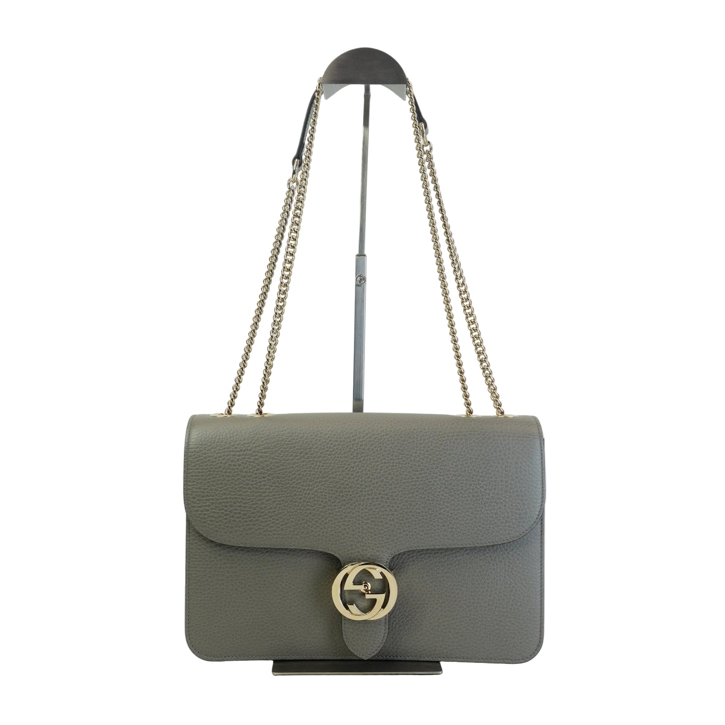 Gucci Interlocking G Shoulder Bag Medium Gray GHW