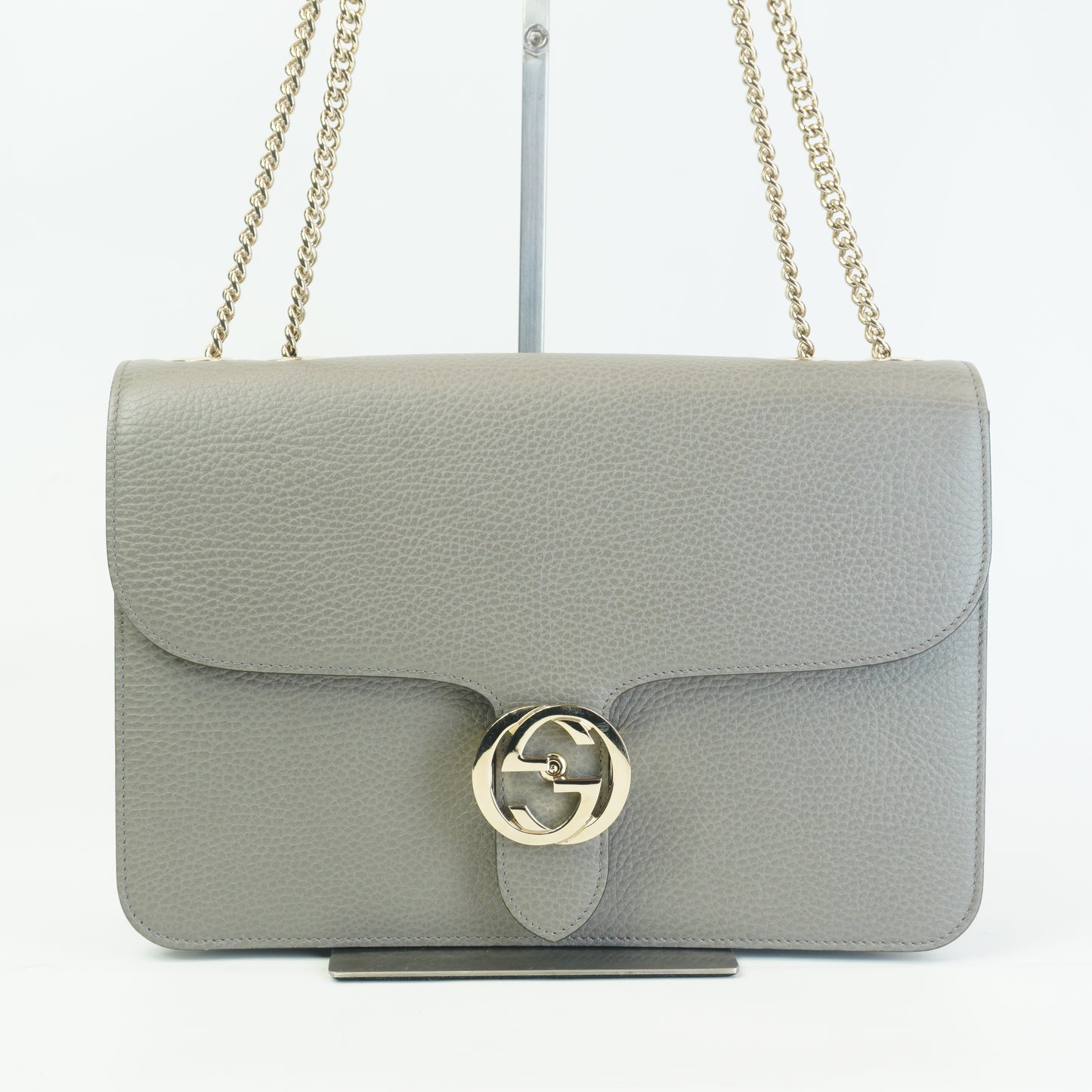 Gucci Interlocking G Shoulder Bag Medium Gray GHW