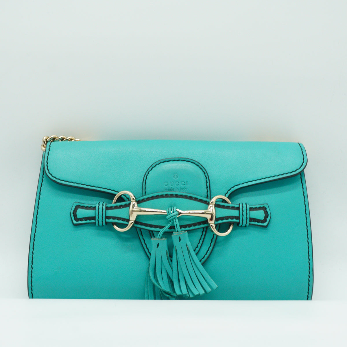Gucci	Emily Smooth Leather Small Turquoise Shoulder bag SHW