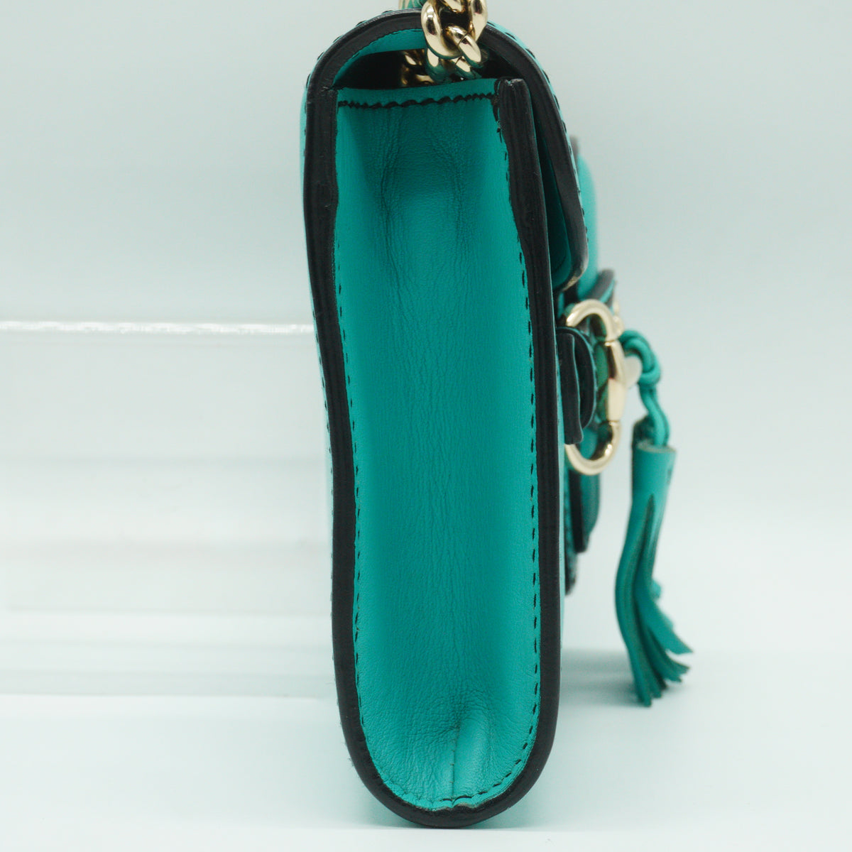 Gucci	Emily Smooth Leather Small Turquoise Shoulder bag SHW