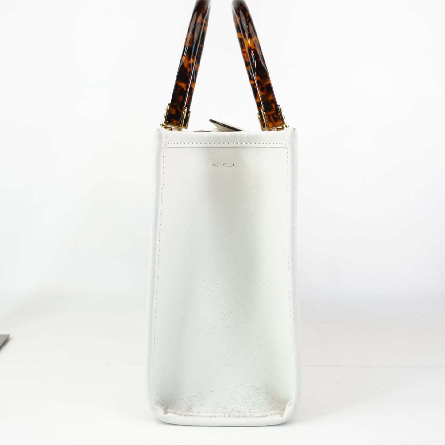 Fendi Sunshine Shopper Bag White, Tortoiseshell Plexiglass Handles