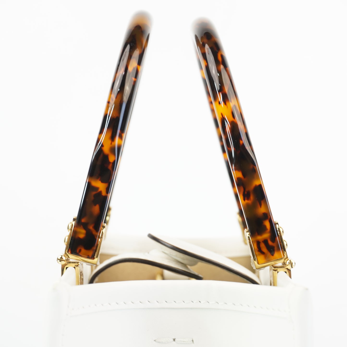 Fendi Sunshine Shopper Bag White, Tortoiseshell Plexiglass Handles