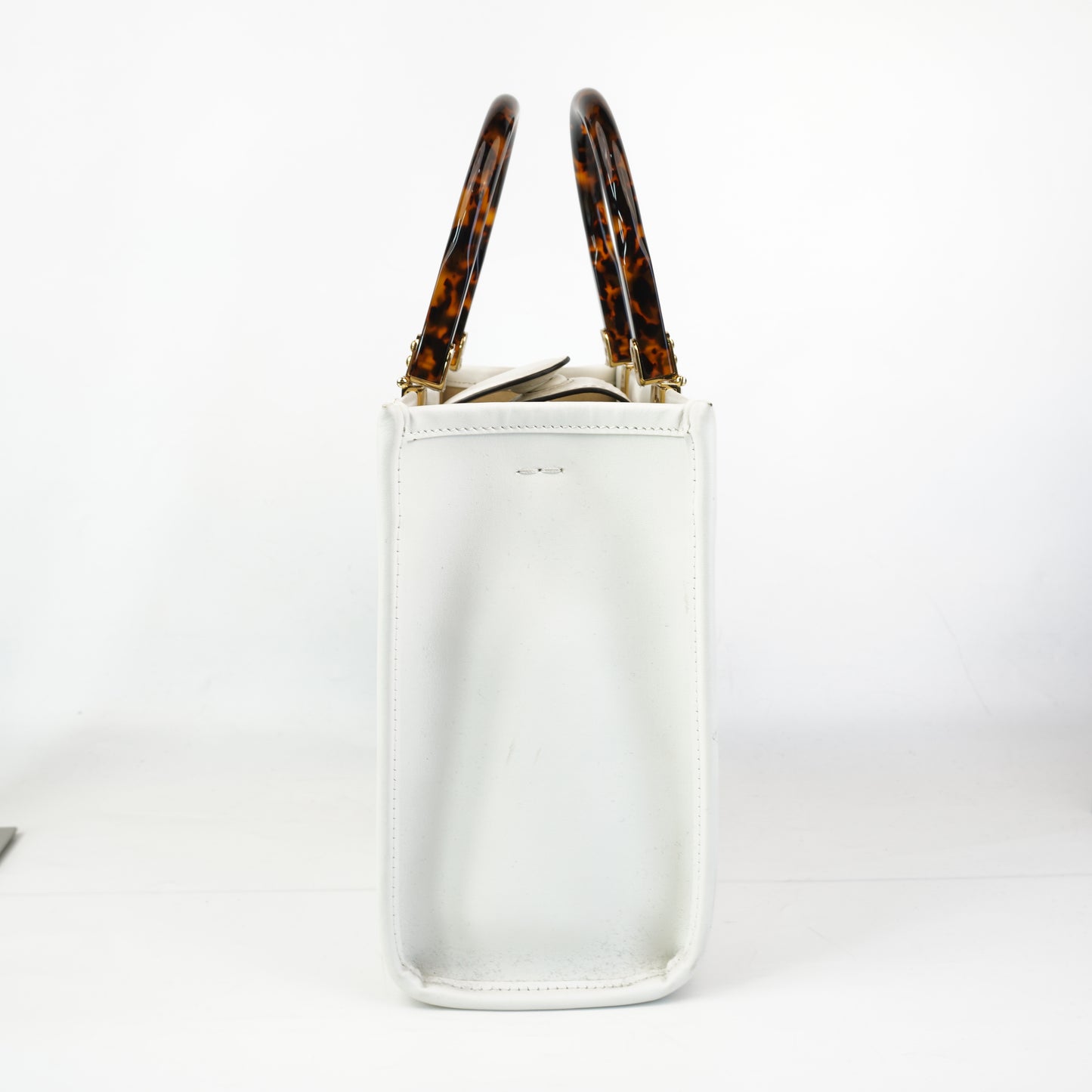 Fendi Sunshine Shopper Bag White, Tortoiseshell Plexiglass Handles