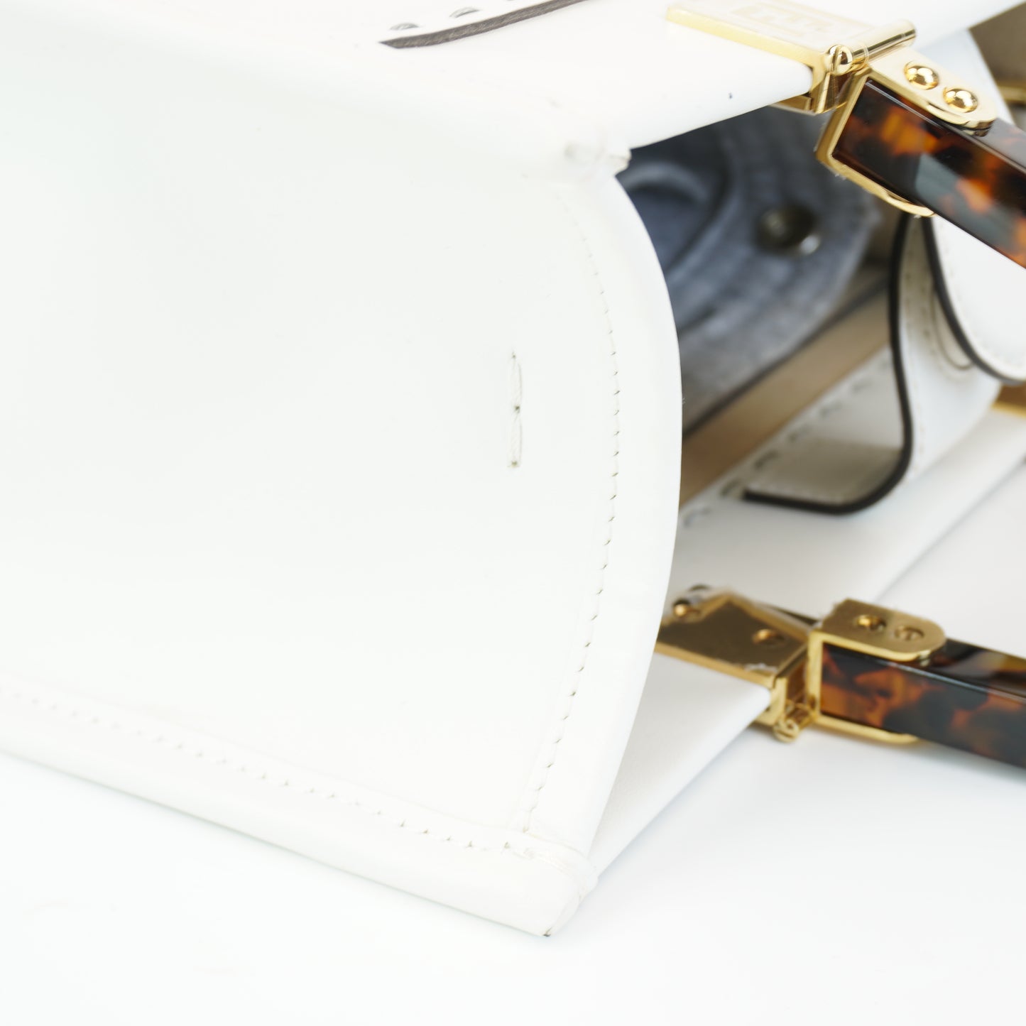 Fendi Sunshine Shopper Bag White, Tortoiseshell Plexiglass Handles