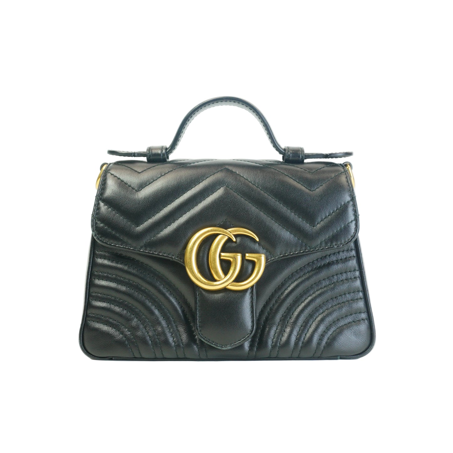 Gucci GG Marmont Matelasse Mini Top Handle Black GHW