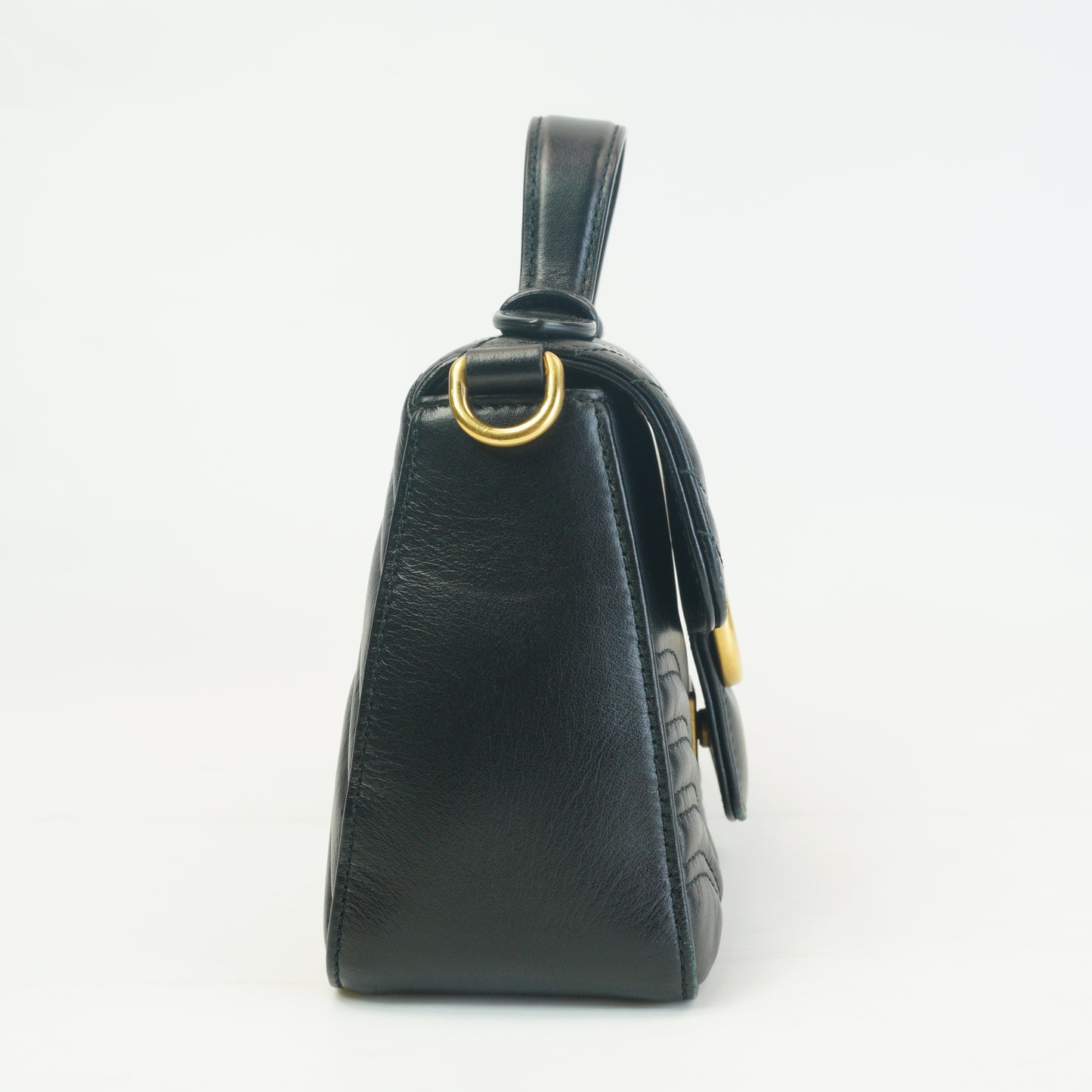 Gucci GG Marmont Matelasse Mini Top Handle Black GHW