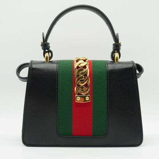 Gucci	Sylvie Leather Mini Black Bag GHW