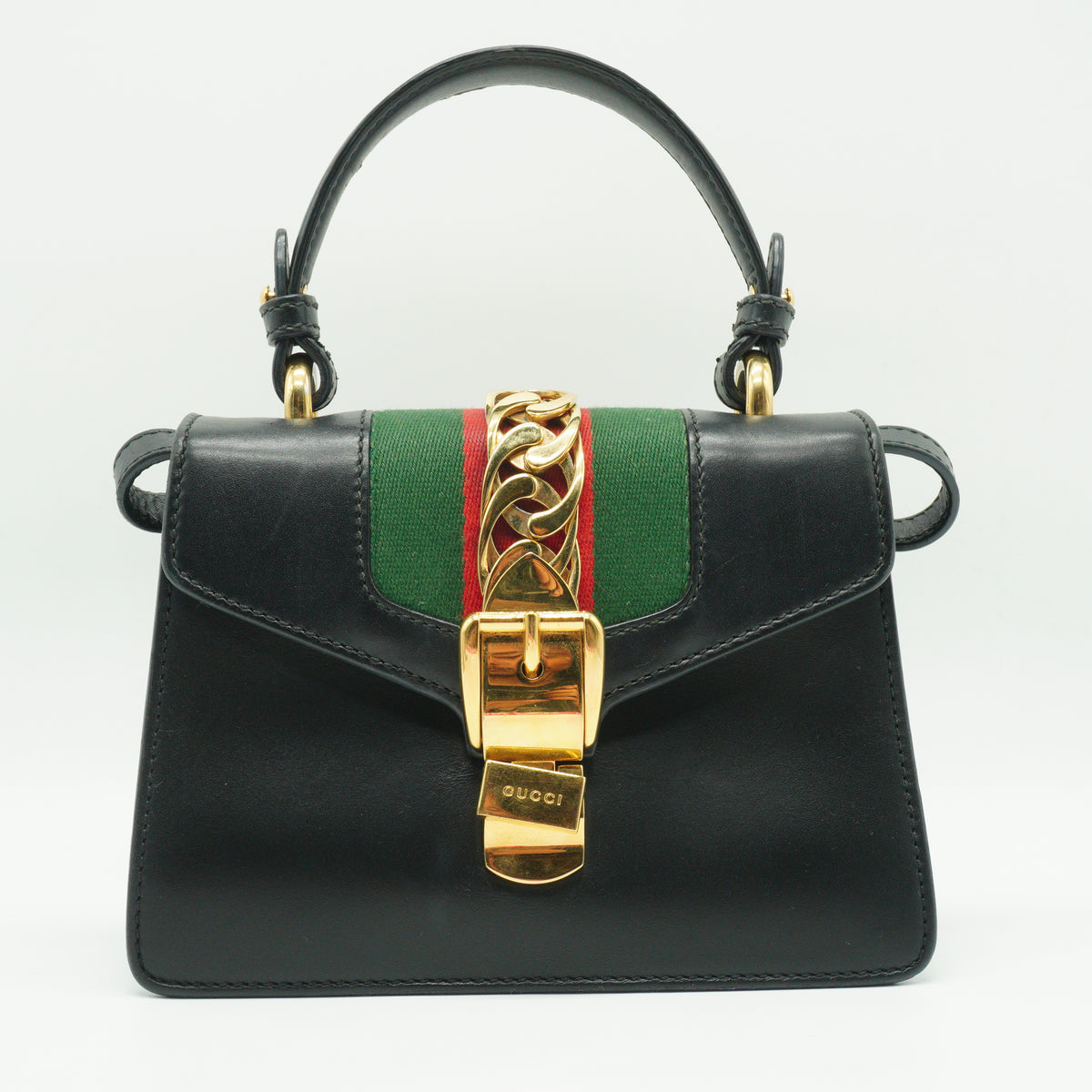Gucci	Sylvie Leather Mini Black Bag GHW