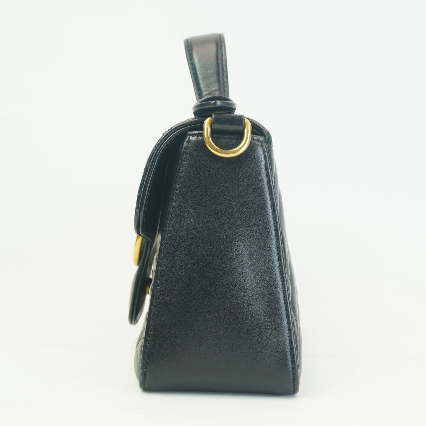 Gucci GG Marmont Matelasse Mini Top Handle Black GHW