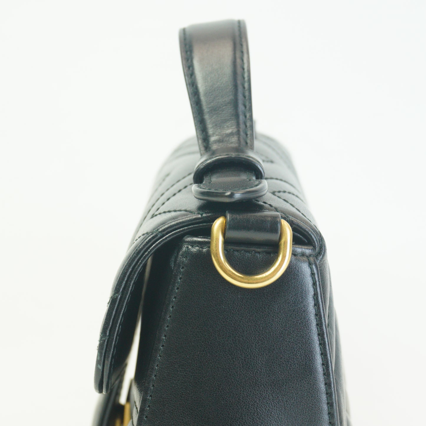 Gucci GG Marmont Matelasse Mini Top Handle Black GHW