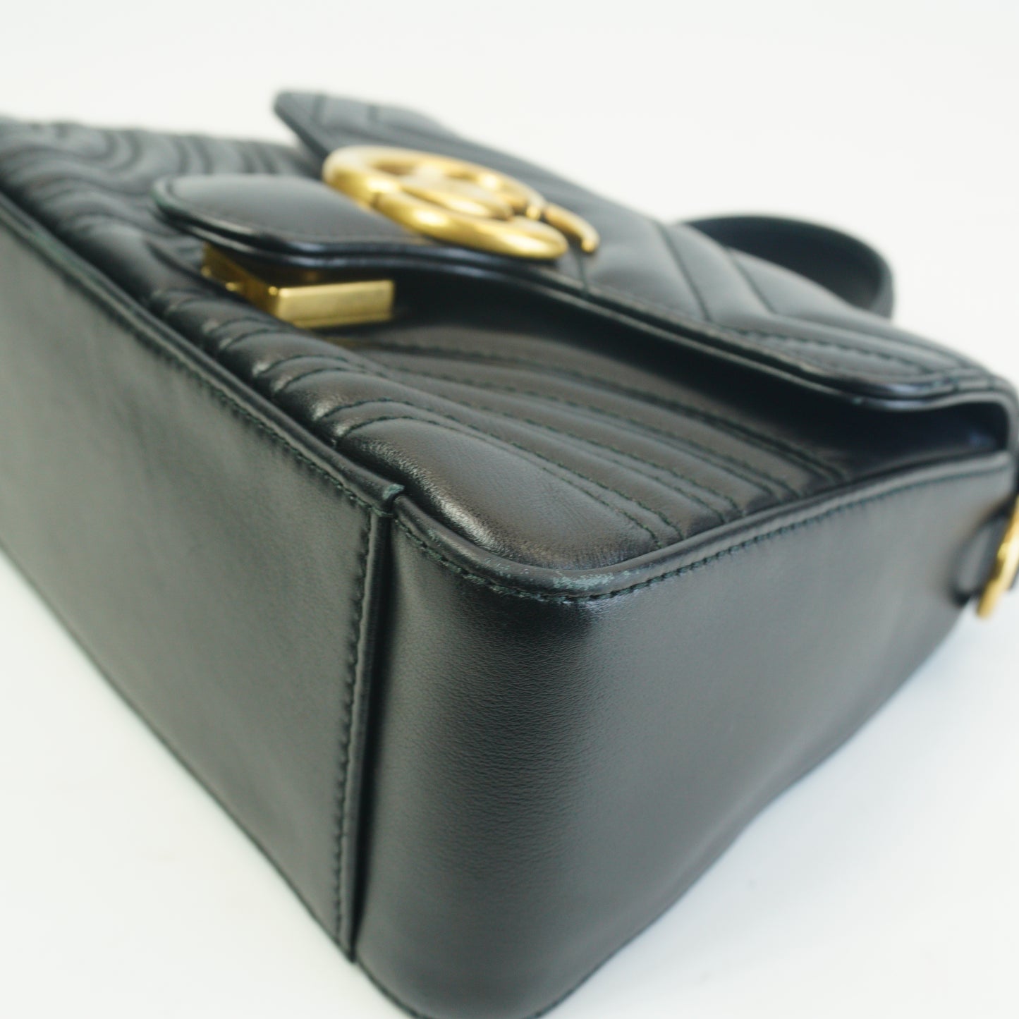 Gucci GG Marmont Matelasse Mini Top Handle Black GHW