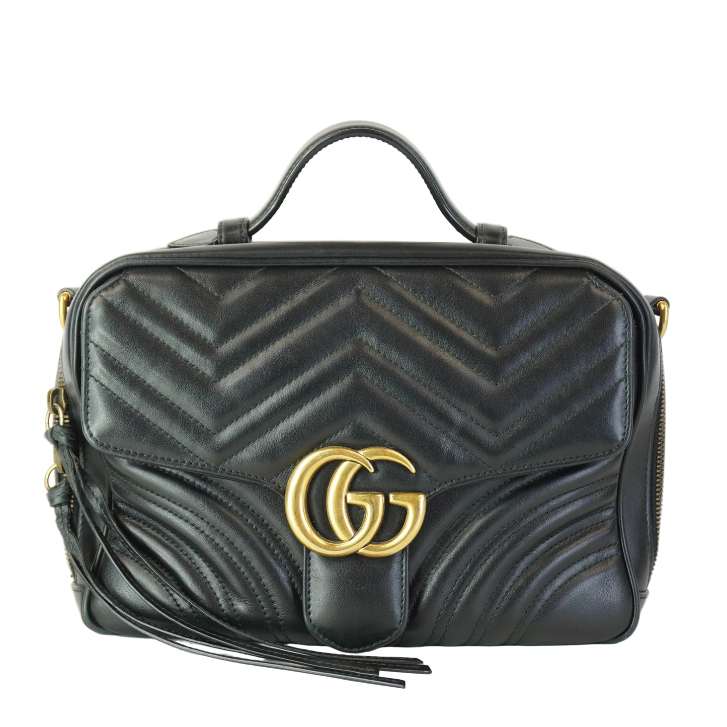 Gucci GG Marmont Matlasse Leather Top Handle GHW Small