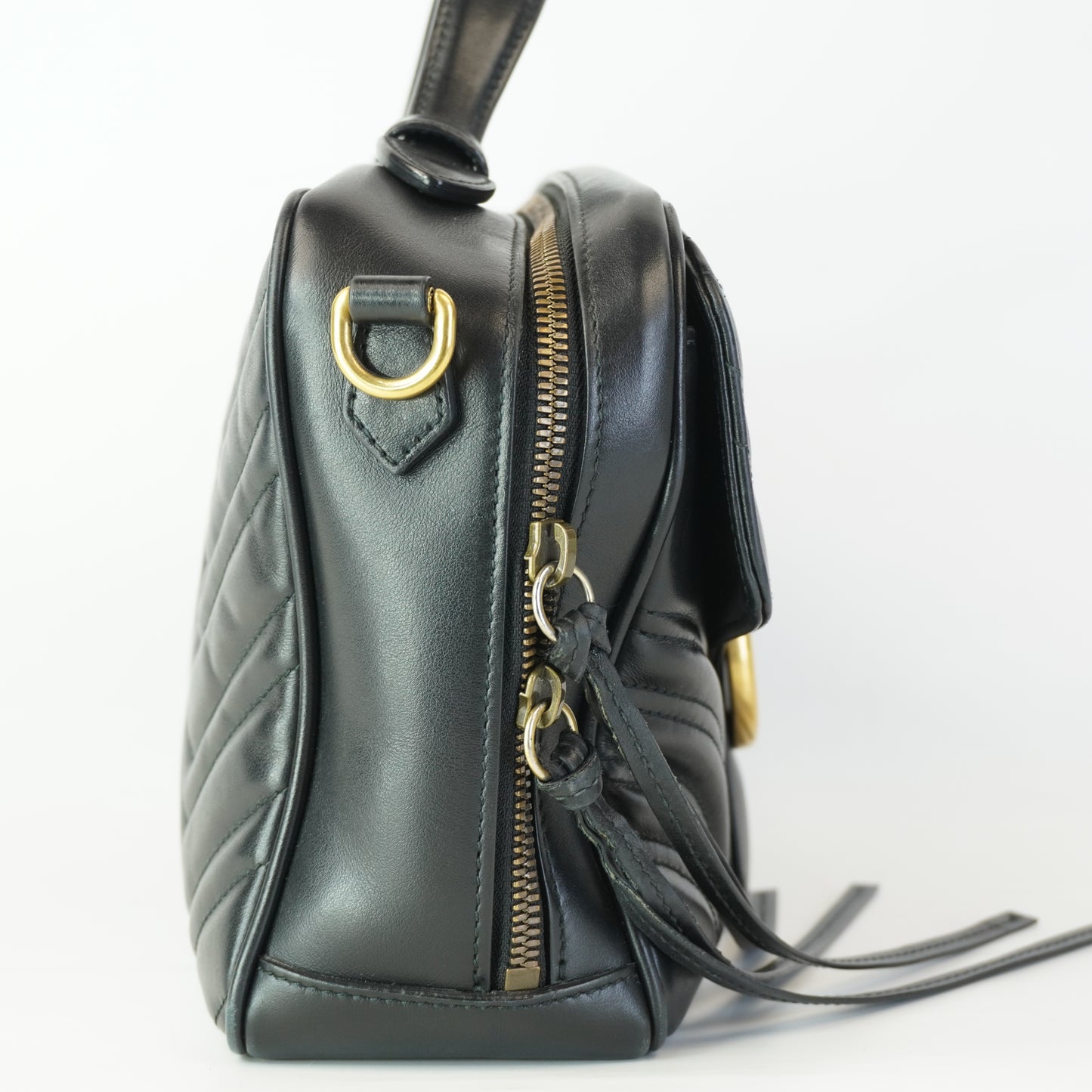 Gucci GG Marmont Matlasse Leather Top Handle GHW Small