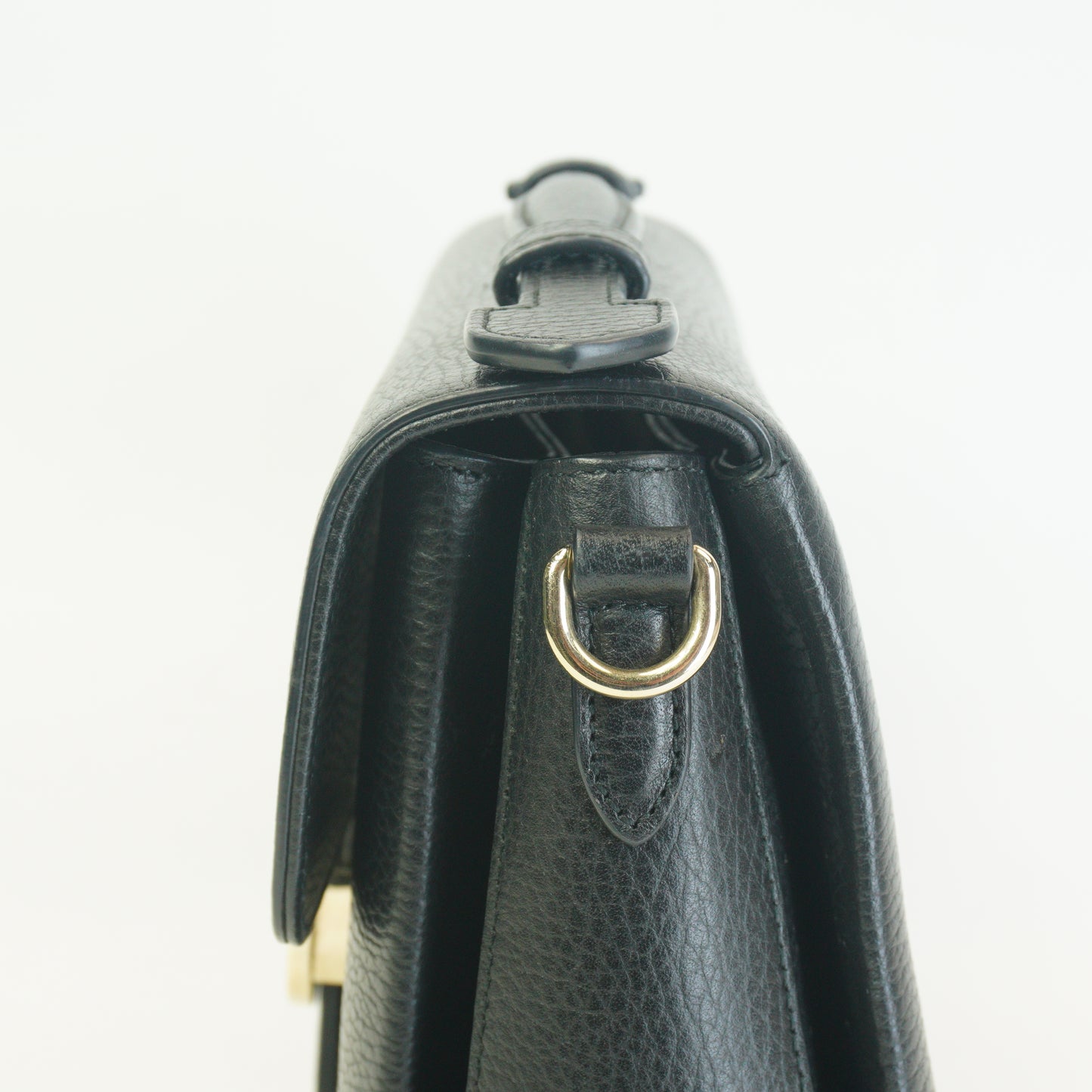 Gucci Interlocking G Top Handle Shoulder Bag Medium Black GHW