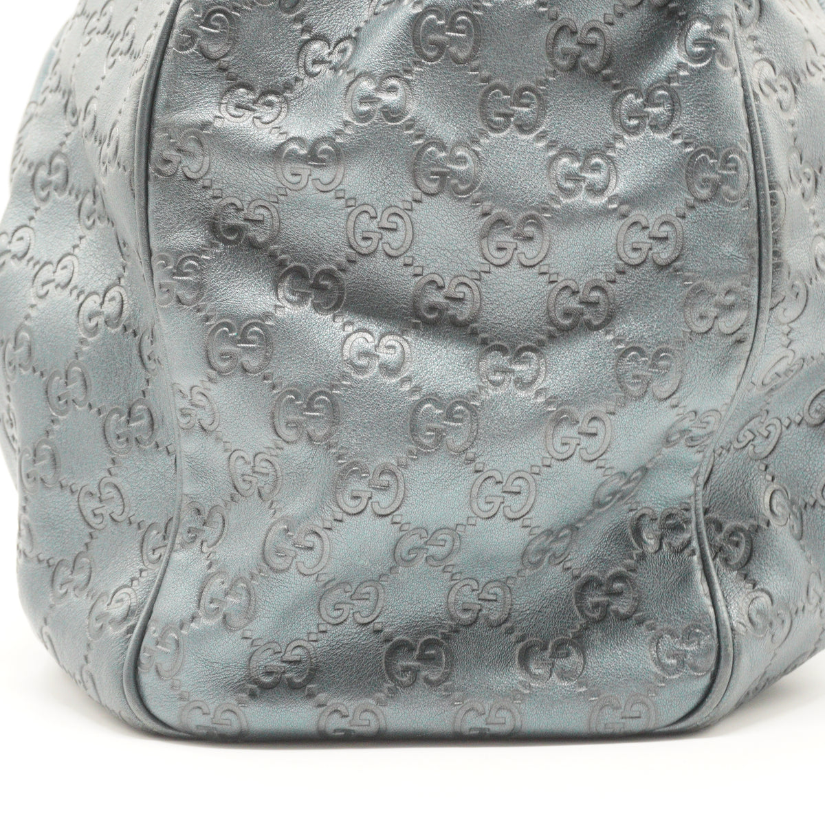 Gucci	Metallic Guccissima Leather Sukey Tote Blue Medium GHW