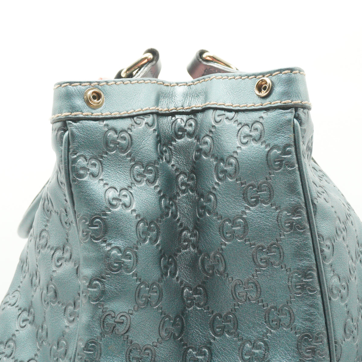 Gucci	Metallic Guccissima Leather Sukey Tote Blue Medium GHW