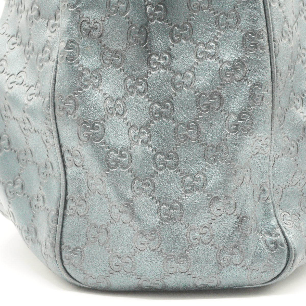 Gucci	Metallic Guccissima Leather Sukey Tote Blue Medium GHW