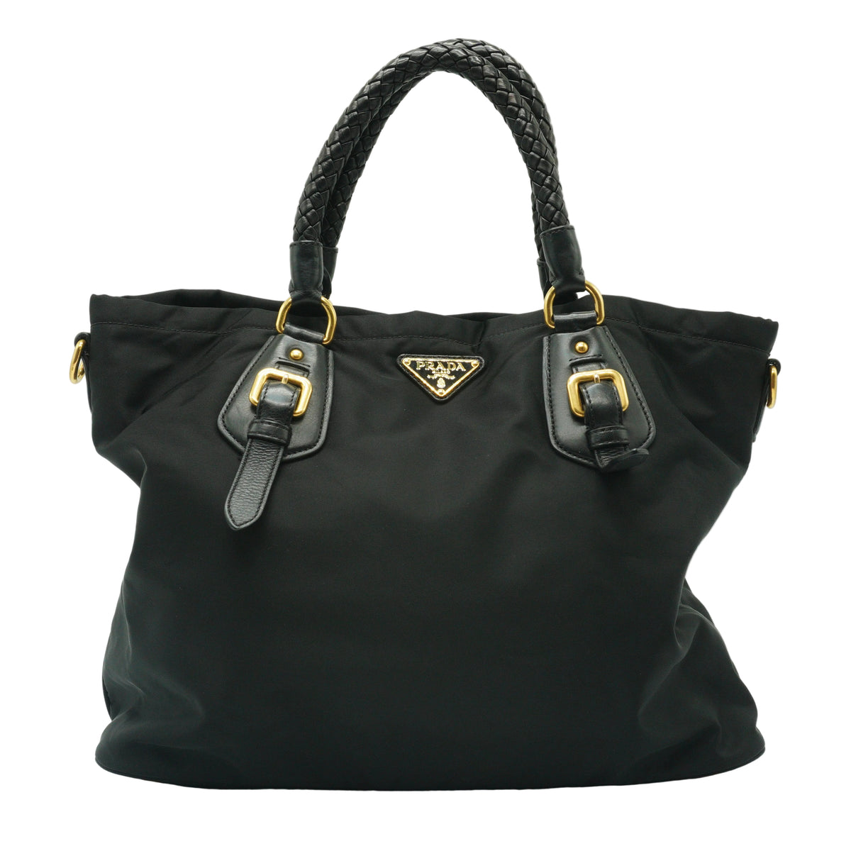 Prada Tessuto Nylon Two Way Convertible Tote Bag GHW