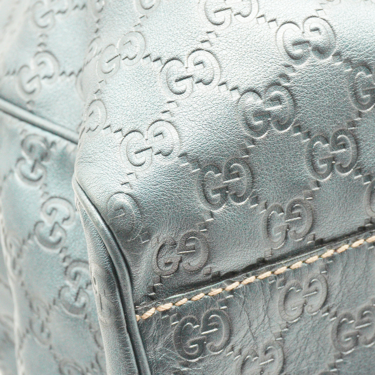 Gucci	Metallic Guccissima Leather Sukey Tote Blue Medium GHW