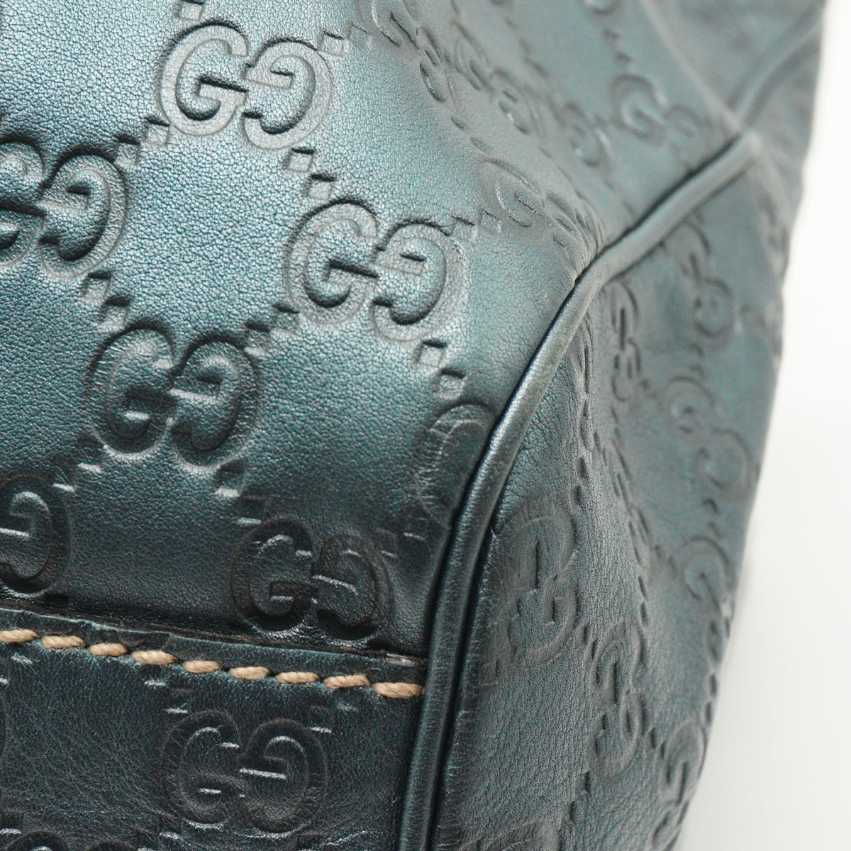 Gucci	Metallic Guccissima Leather Sukey Tote Blue Medium GHW