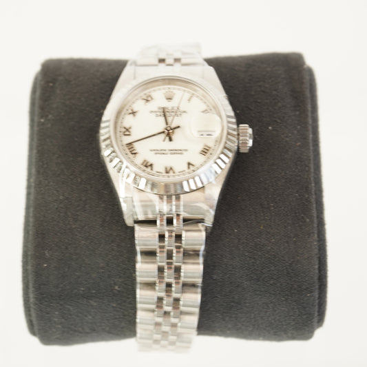 DATEJUST 26MM WHITE ROMAN ALL STEEL JUBILEE BRACELET S/N: T829624 #69174 CERTIFICATE, TAG, BOX