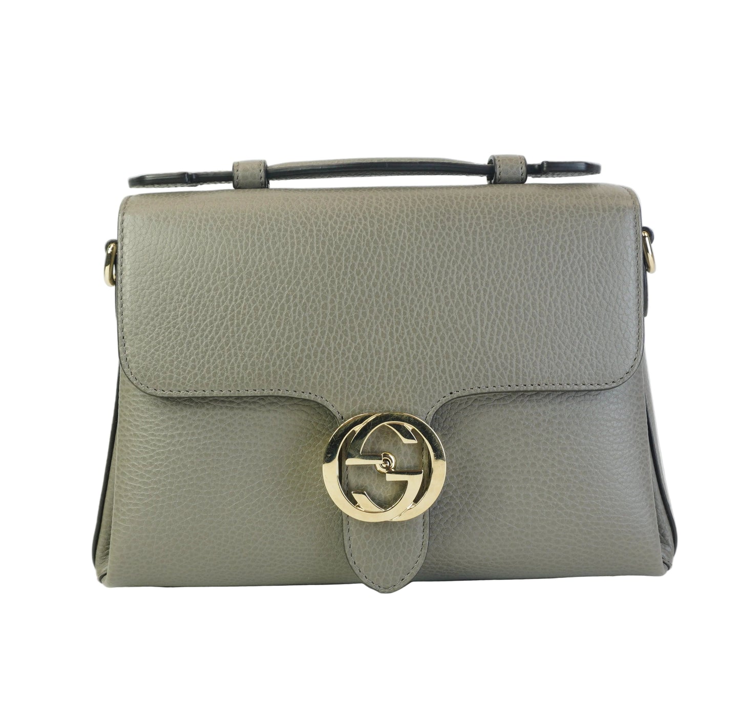 Gucci Interlocking G Top Handle Shoulder Bag Medium Gray GHW
