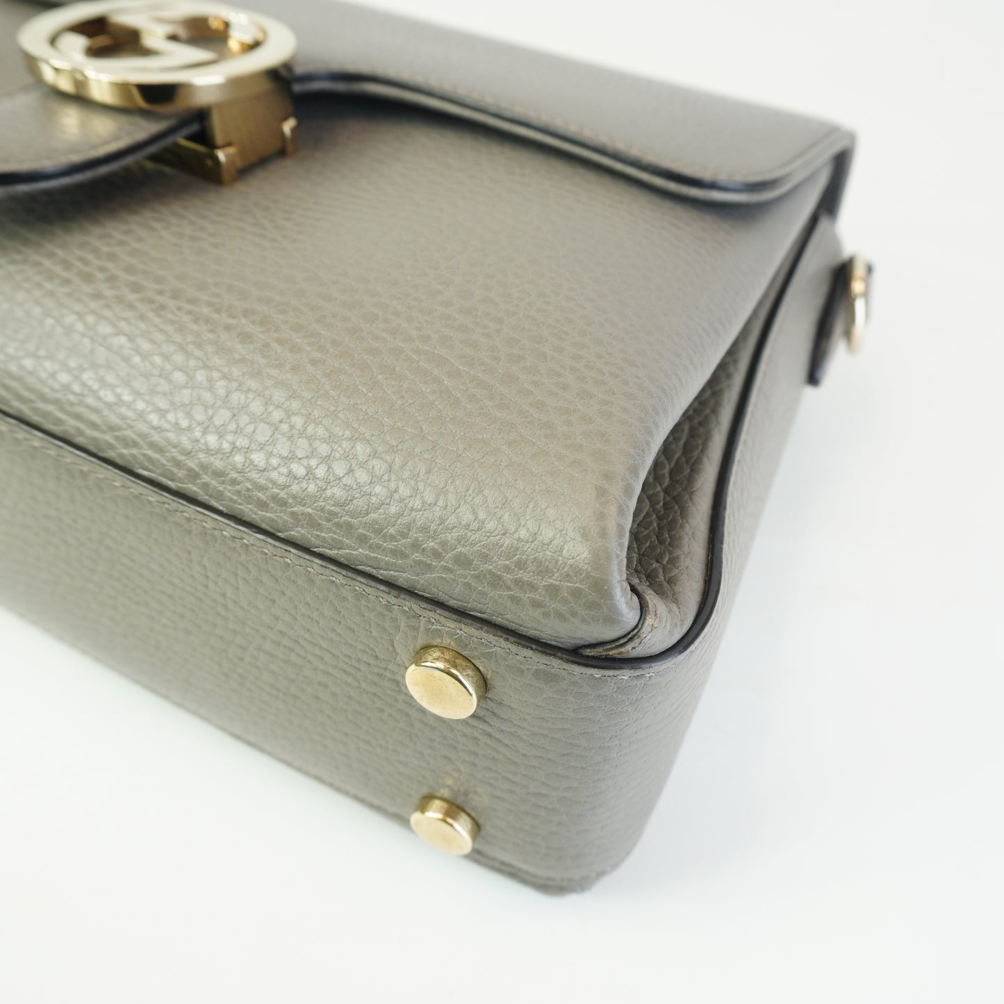 Gucci Interlocking G Top Handle Shoulder Bag Medium Gray GHW
