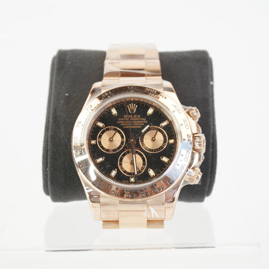 DAYTONA BLACK DIAL FULL ROSEGOLD S/N: V730953 #116505 CARD CERTIFICATE
