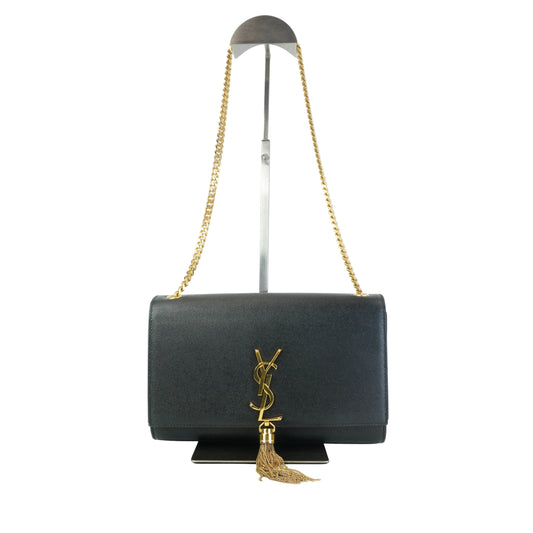 YSL	Kate Tassel Shoulder Bag Medium Black GHW