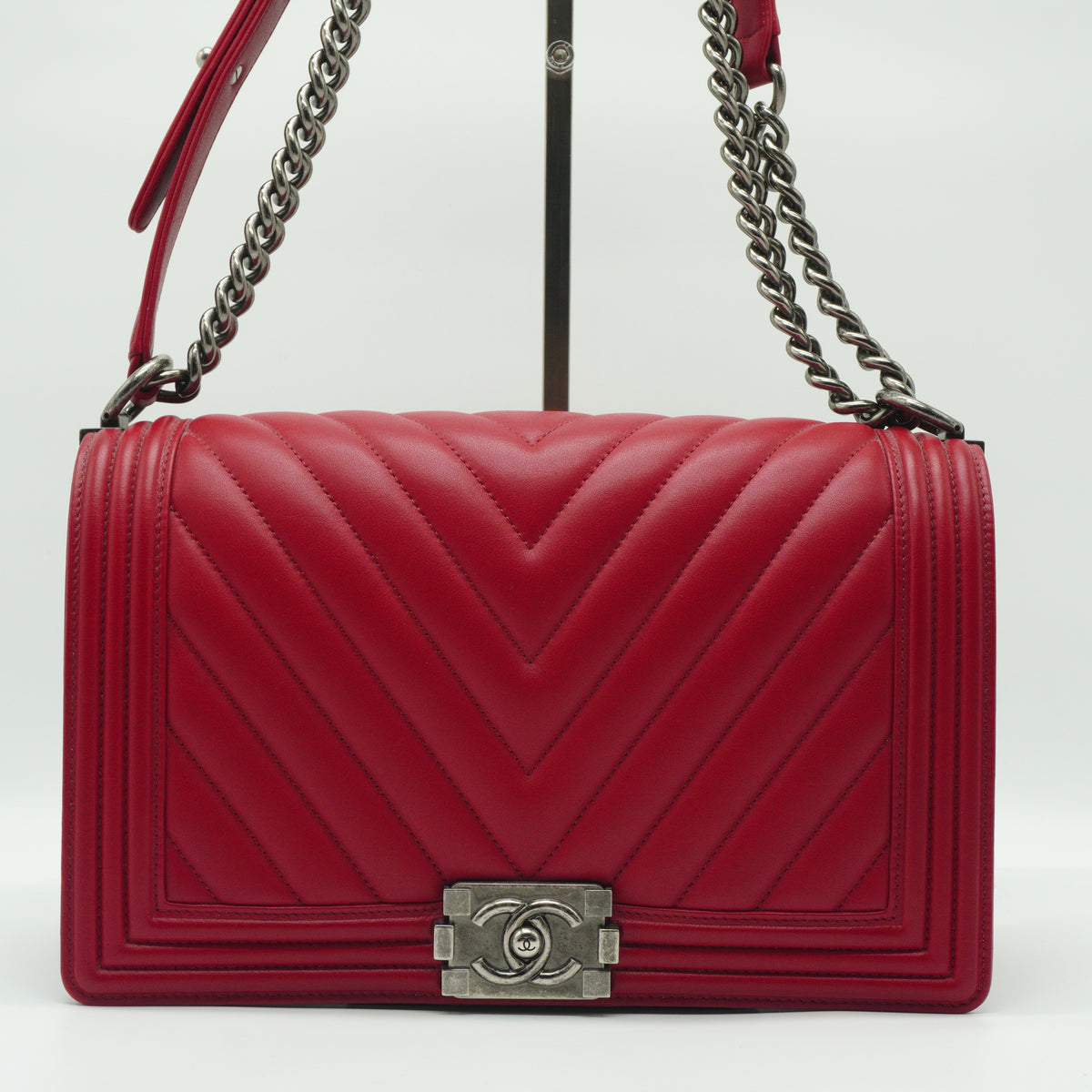 Chanel Red Leboy Flap Bag Medium SHW