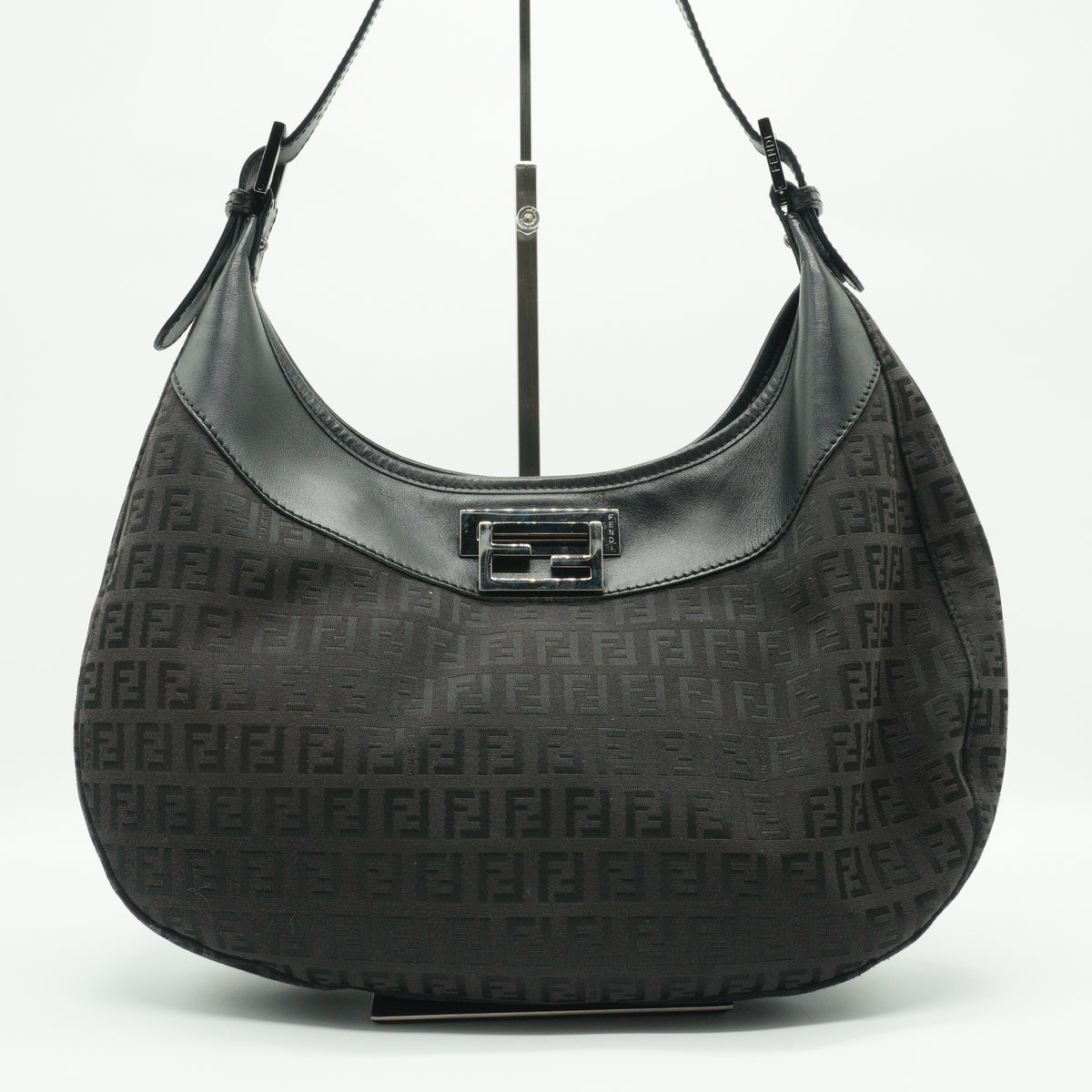 Fendi	Zucchino Canvas and Leather Hobo Medium MHW