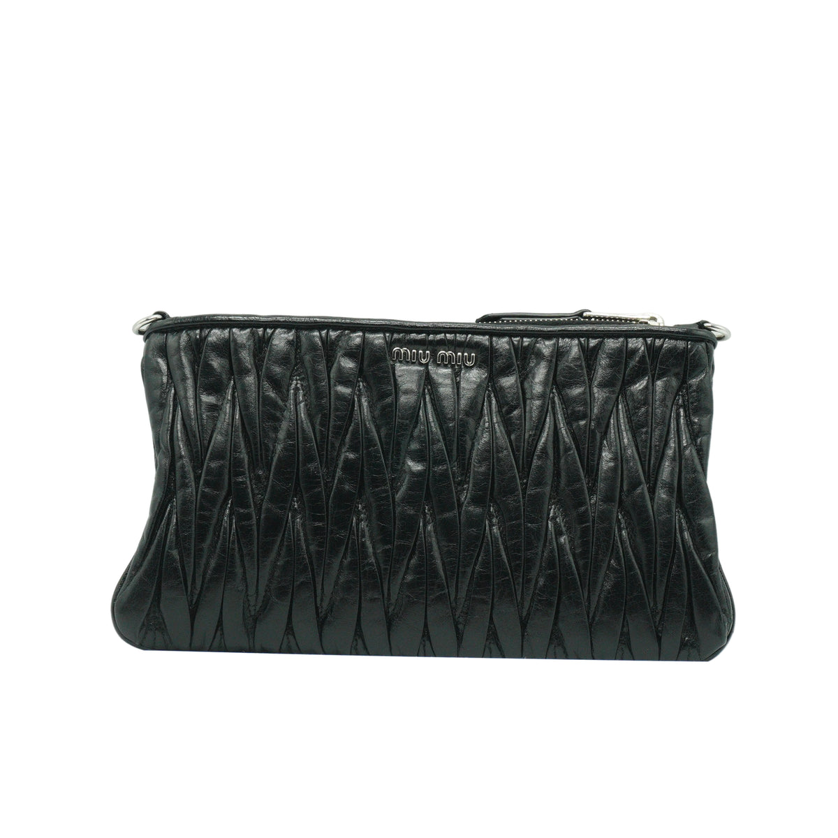 Miu Miu	Black Matelasse Crossbody Bag Small SHW