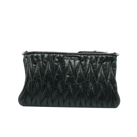 Miu Miu	Black Matelasse Crossbody Bag Small SHW