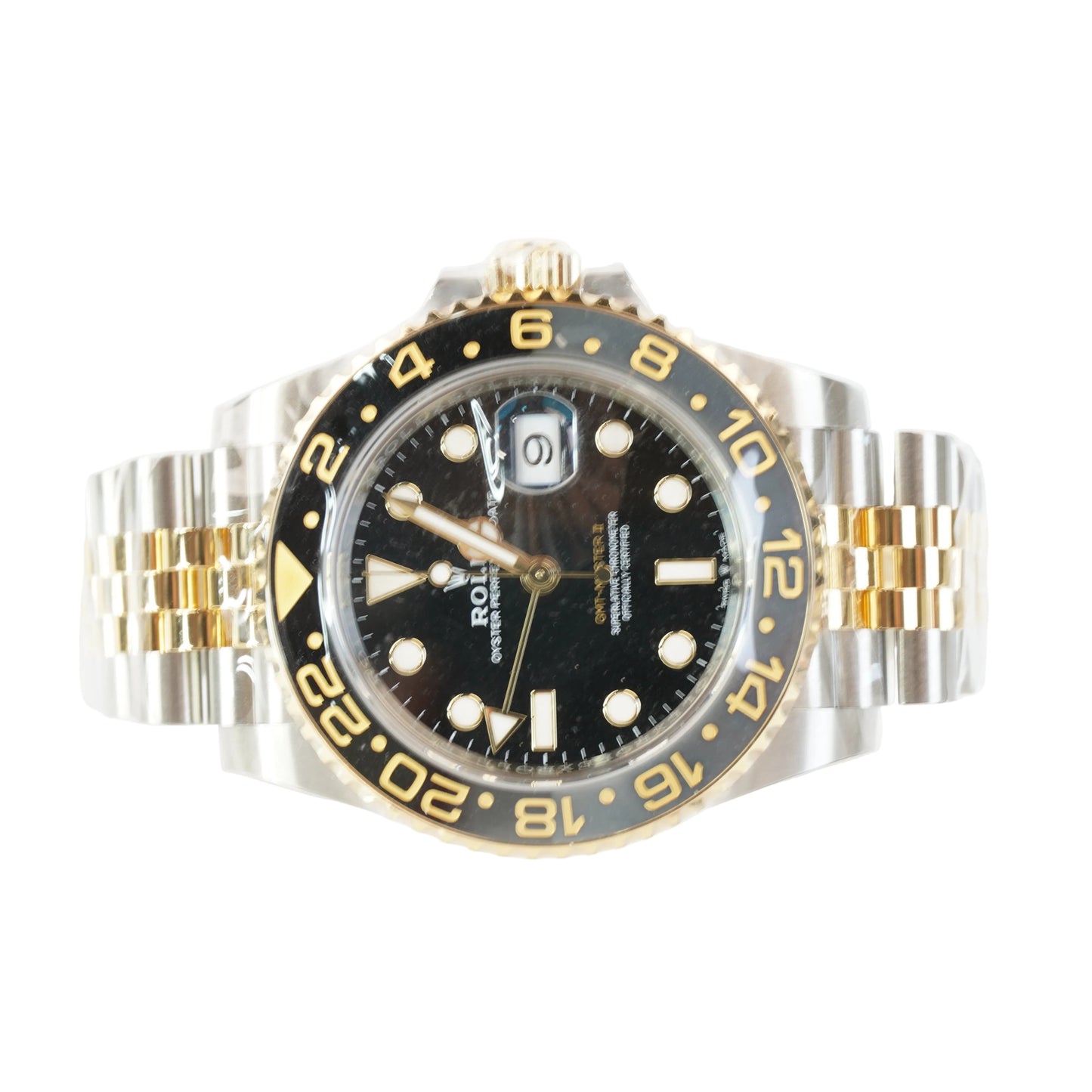 GMT MASTER II "GUINNESS" TWOTONE JUBILEE BRACELET, MANUAL, CERTIFICATE, GREEN TAG, BOX
